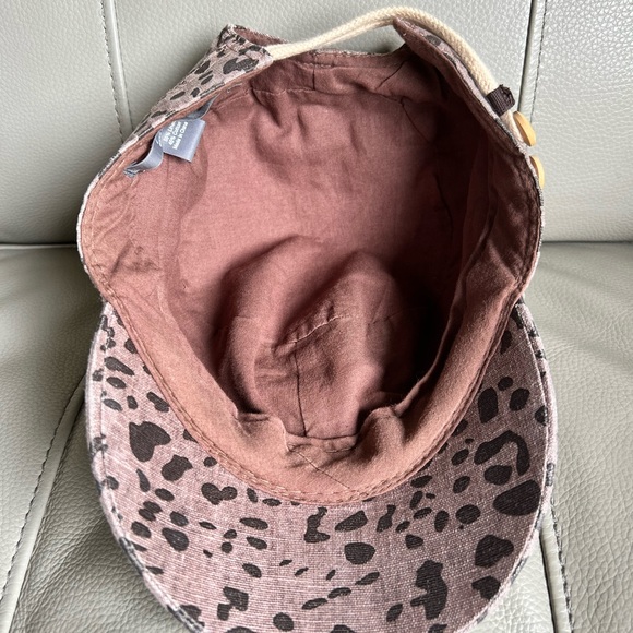 GRAY Saks Fifth Avenue Linen Cotton Leopard Print Cap Hat Animal Print - Picture 7 of 14